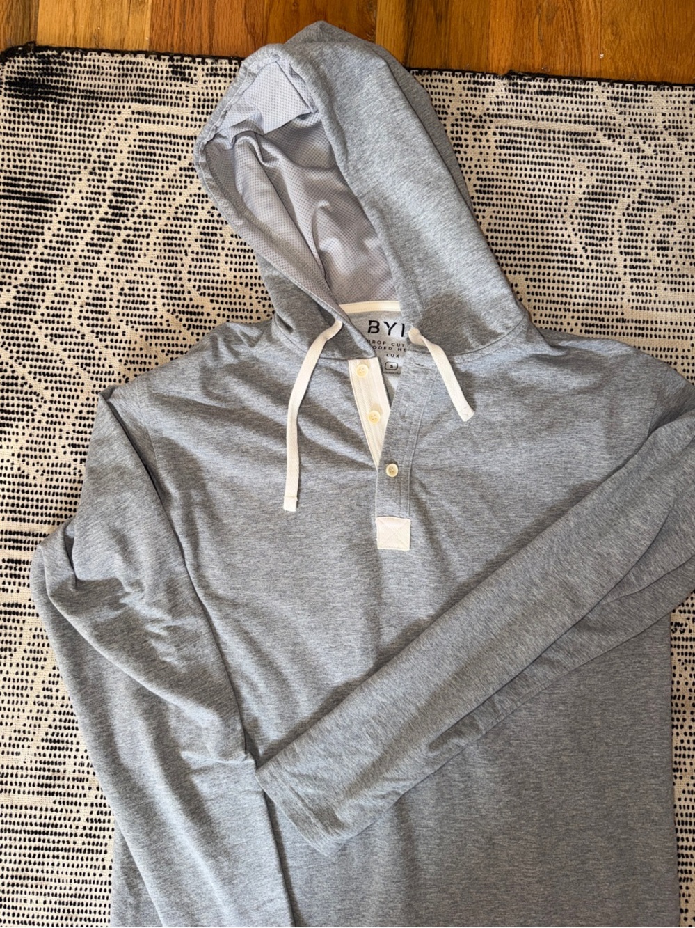 Men’s Light Grey BYLT Hooded Henley Shirt